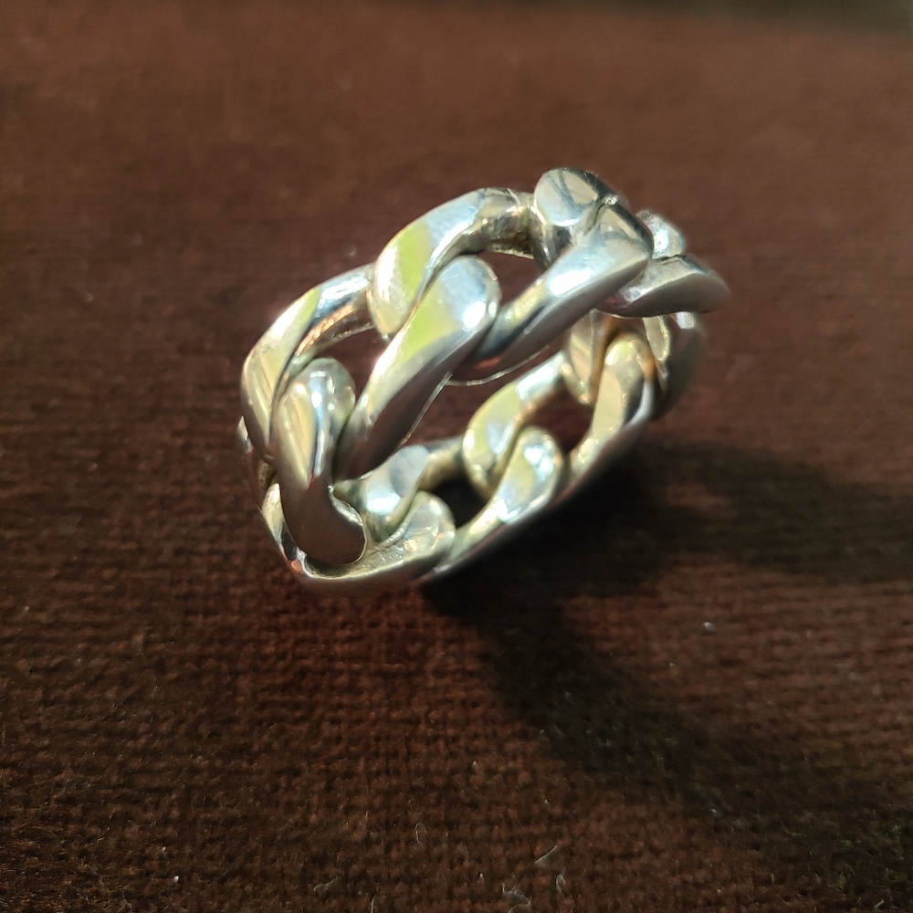 Sterling Silver Men's chain ring-10